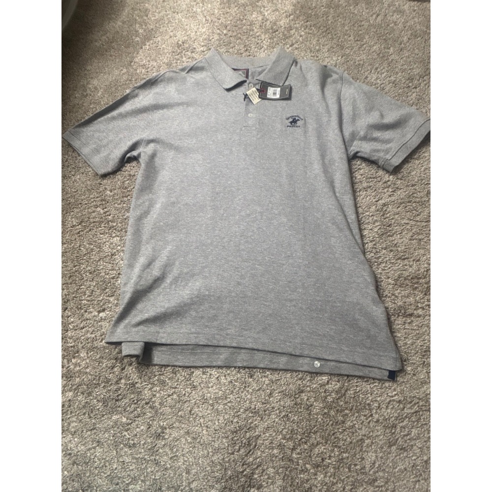 Beverly Hills Polo Club Mens Grey Heather Modern Fit Polo Shirt MB2037ST M NWT